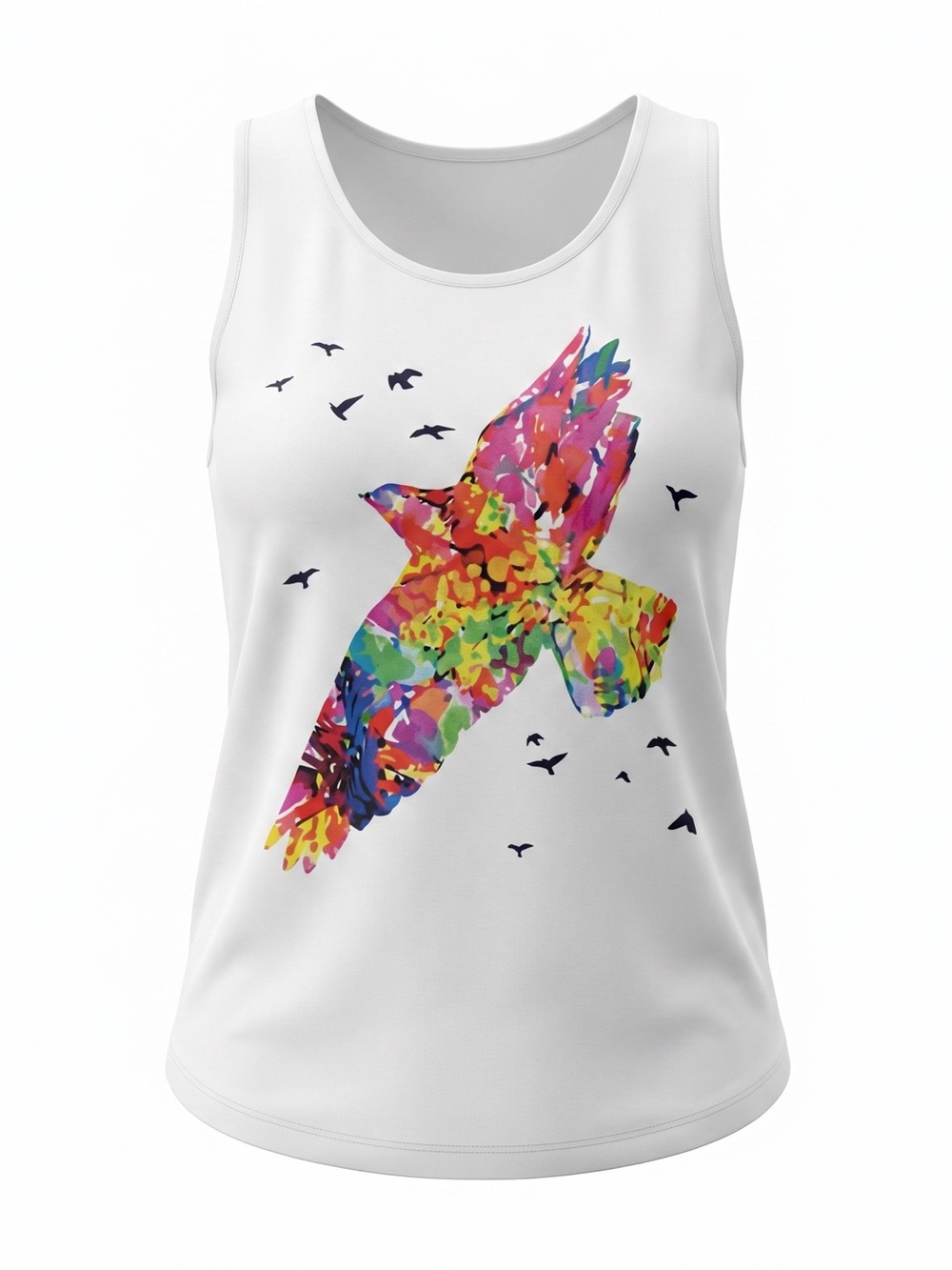 The Collection Royal Bird Tank Top Watercolor Graphic White Flowy S/M & L/XL NWT - Picture 4 of 5